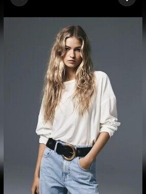 Free People We The Free Nina Long-Sleeve Tee — Ivory, Large/XL, NWT